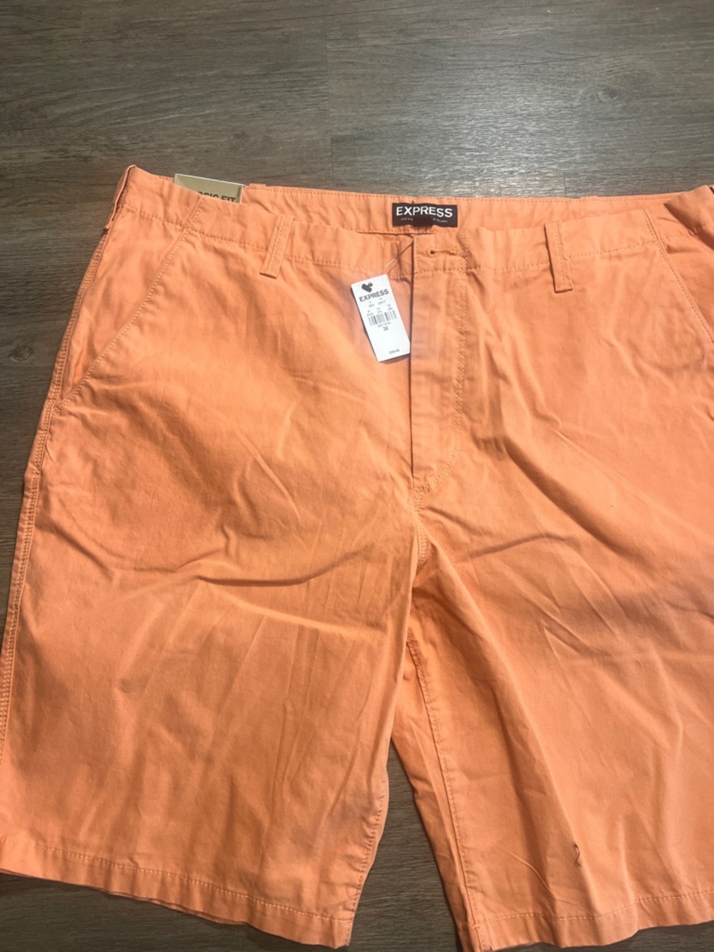 Express Men's Peach-Orange Cotton Chino Shorts